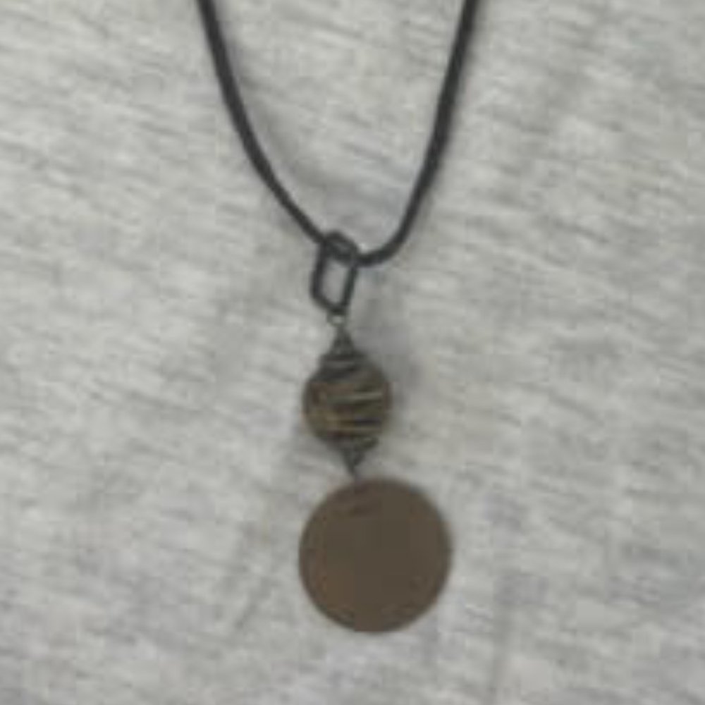 Hand Made Leather Cord Necklace w/ Hand blown Glass bead
